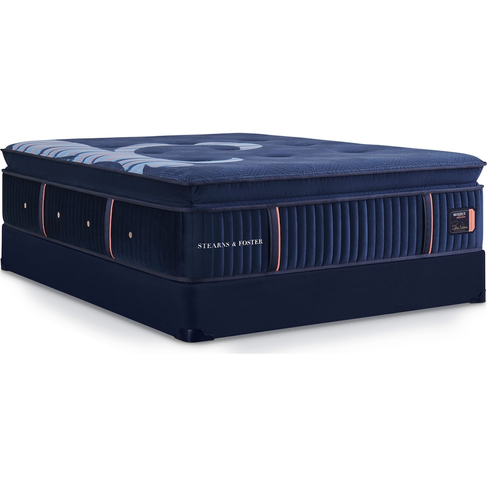 stearns & foster reserve blue queen mattress split foundation set   