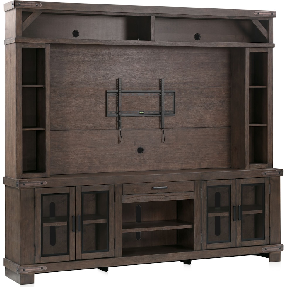 sterling entertainment dark brown entertainment wall unit   