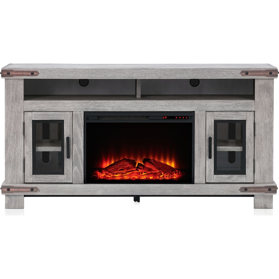 sterling entertainment gray fireplace tv stand   
