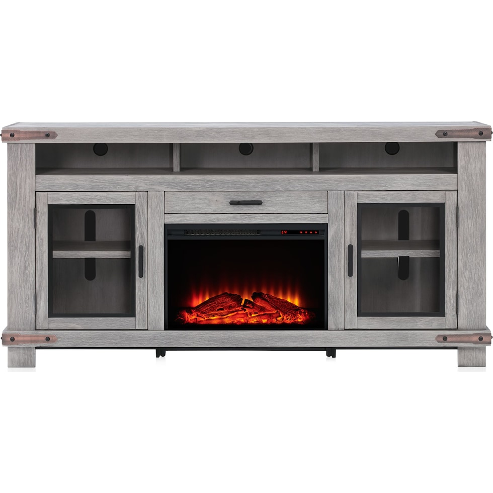 sterling entertainment gray fireplace tv stand   