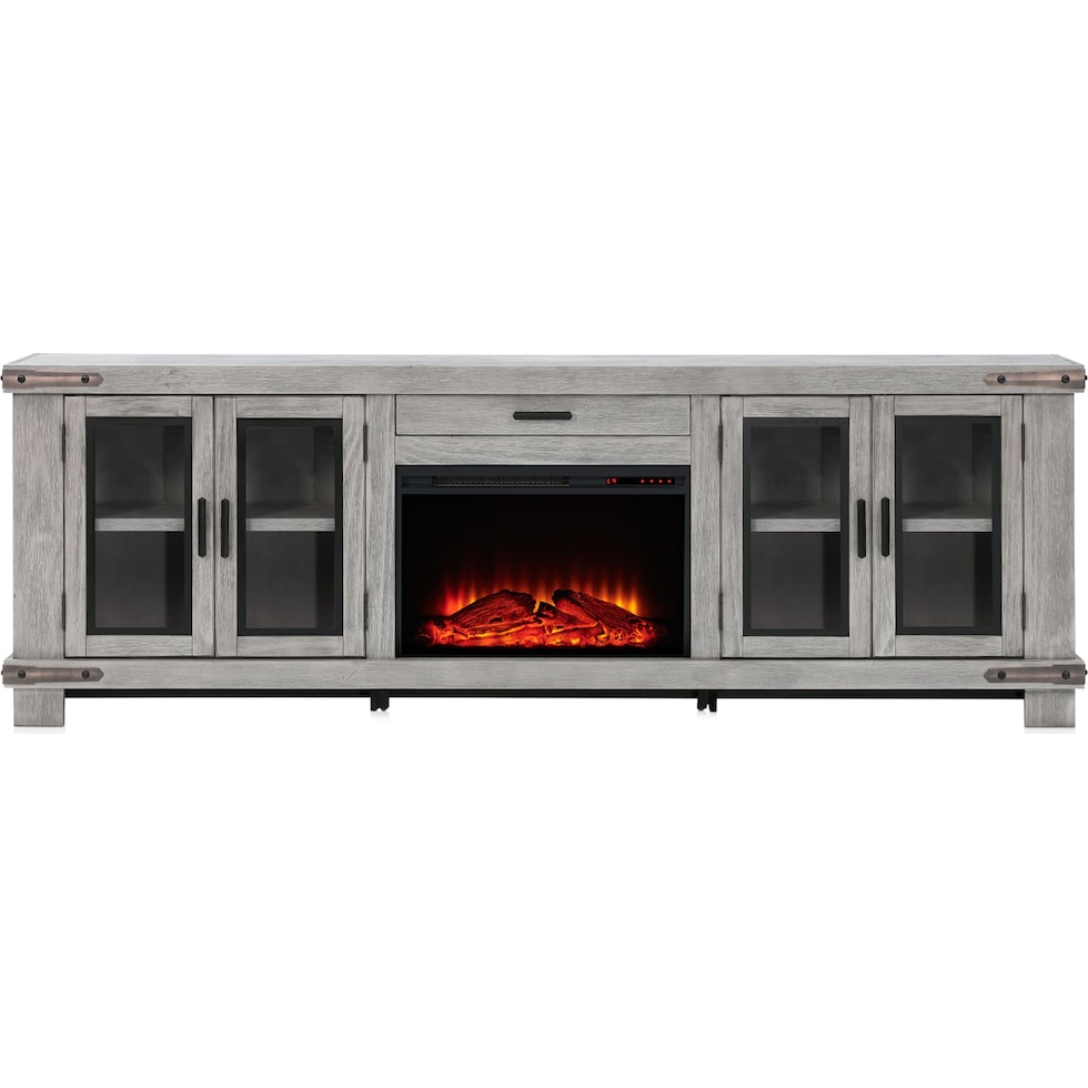 sterling entertainment gray fireplace tv stand   