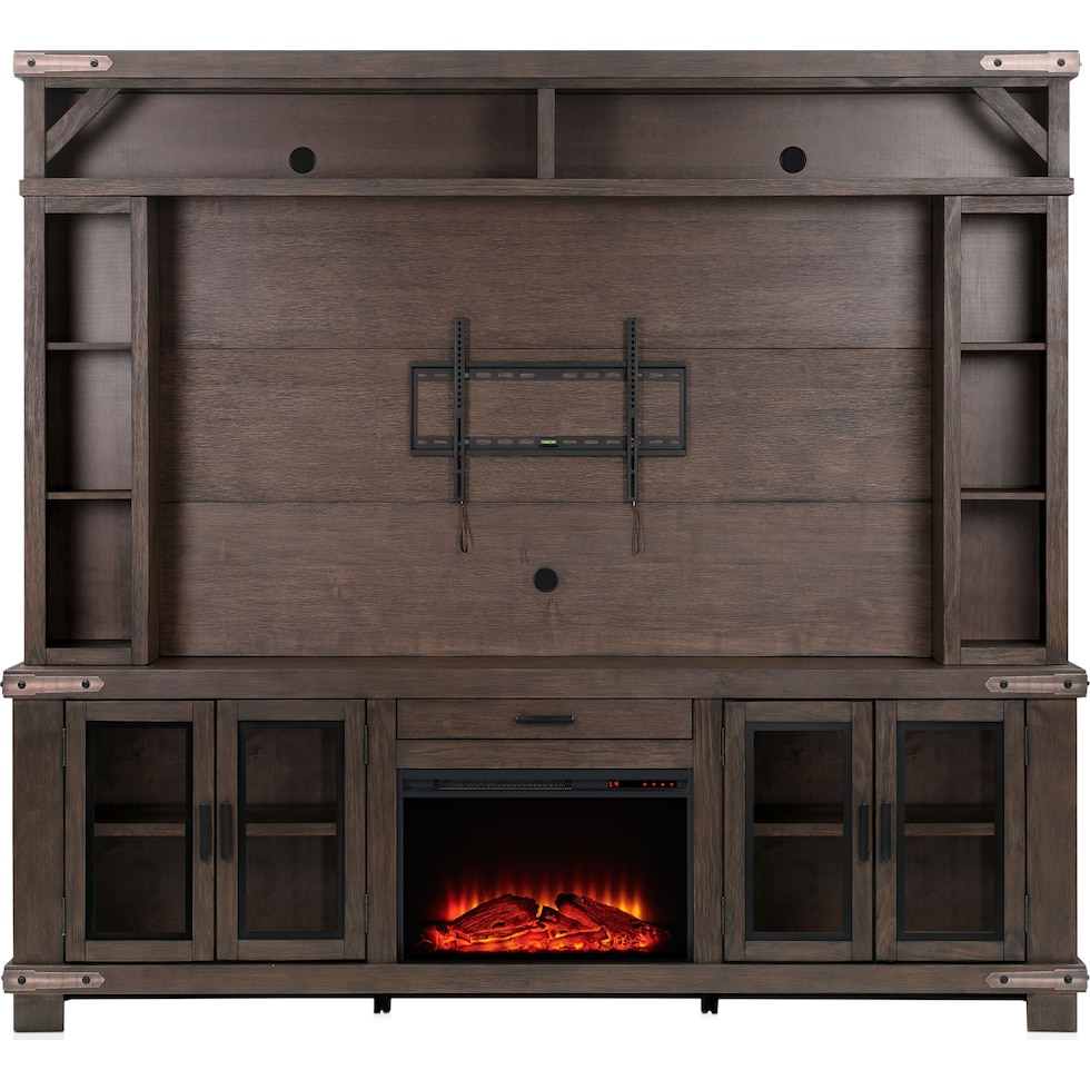 sterling dark brown entertainment wall unit   