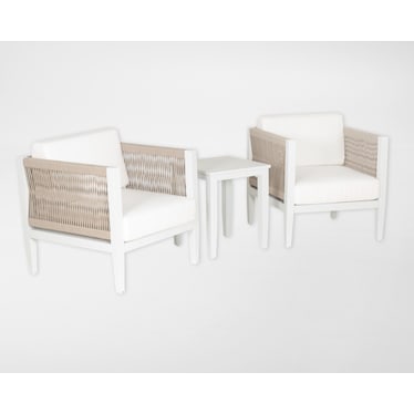 Stonehaven Outdoor Side Table and 2 Lounge Chairs