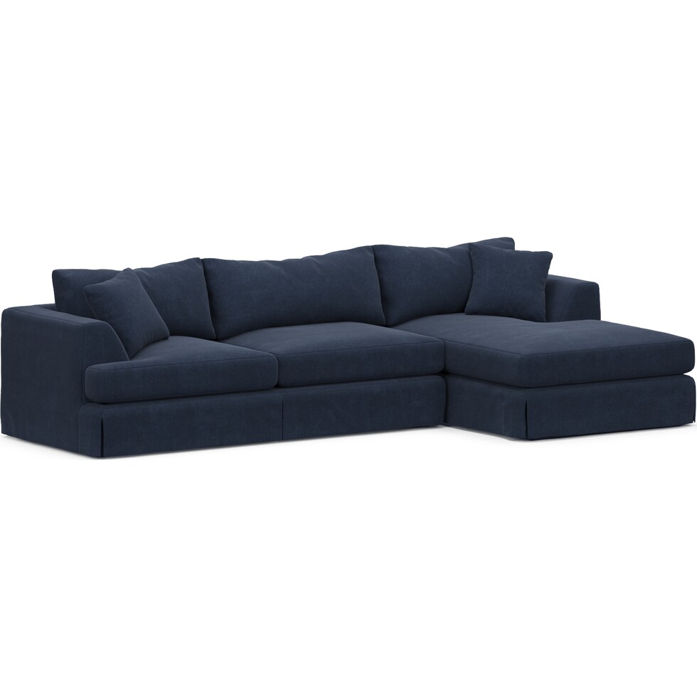 storey blue  pc sectional with right facing chaise   