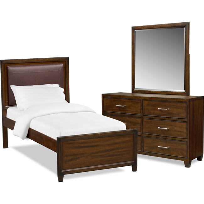 Bedroom Furniture - Sullivan 5-Piece Upholstered Bedroom Set with Dresser and Mirror