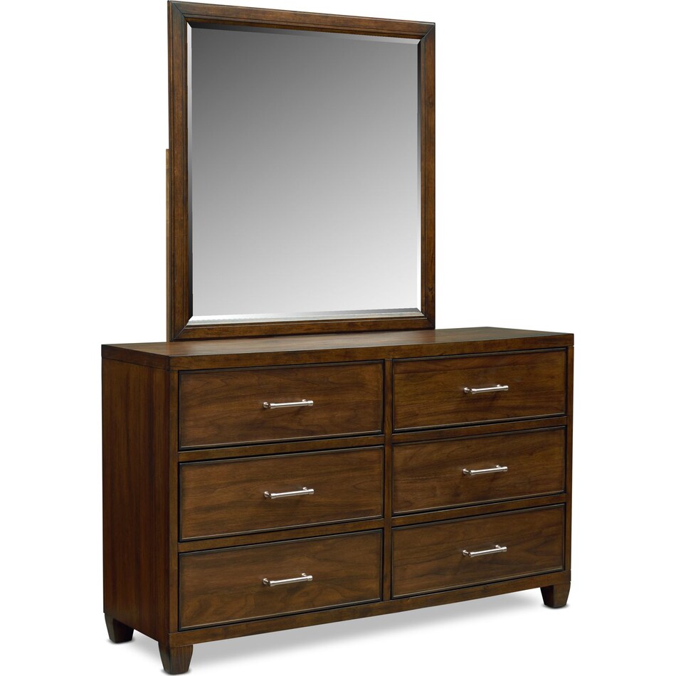 sullivan dark brown dresser & mirror   