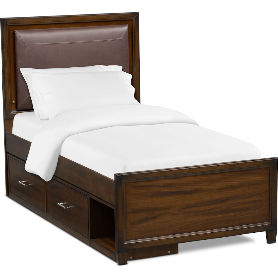sullivan dark brown twin bed with storage   