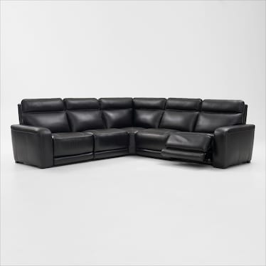 Summit Triple-Power 5-Piece Reclining Sectional with Immersive Sound - Black