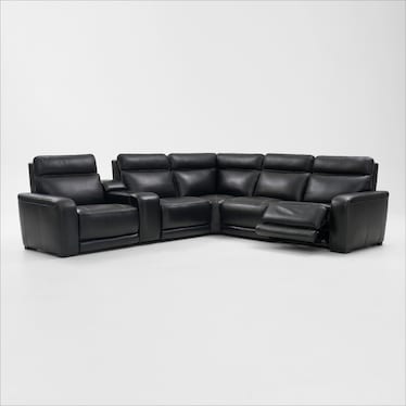 Summit Triple-Power 6-Piece Reclining Sectional with Immersive Sound and Console - Black