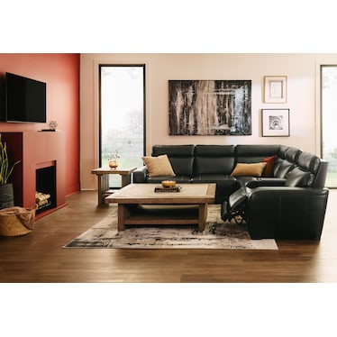 Summit Triple-Power 6-Piece Reclining Sectional with Immersive Sound and Console - Black