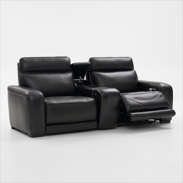 Summit Triple-Power 3-Piece Reclining Sofa with Immersive Sound and Console - Black