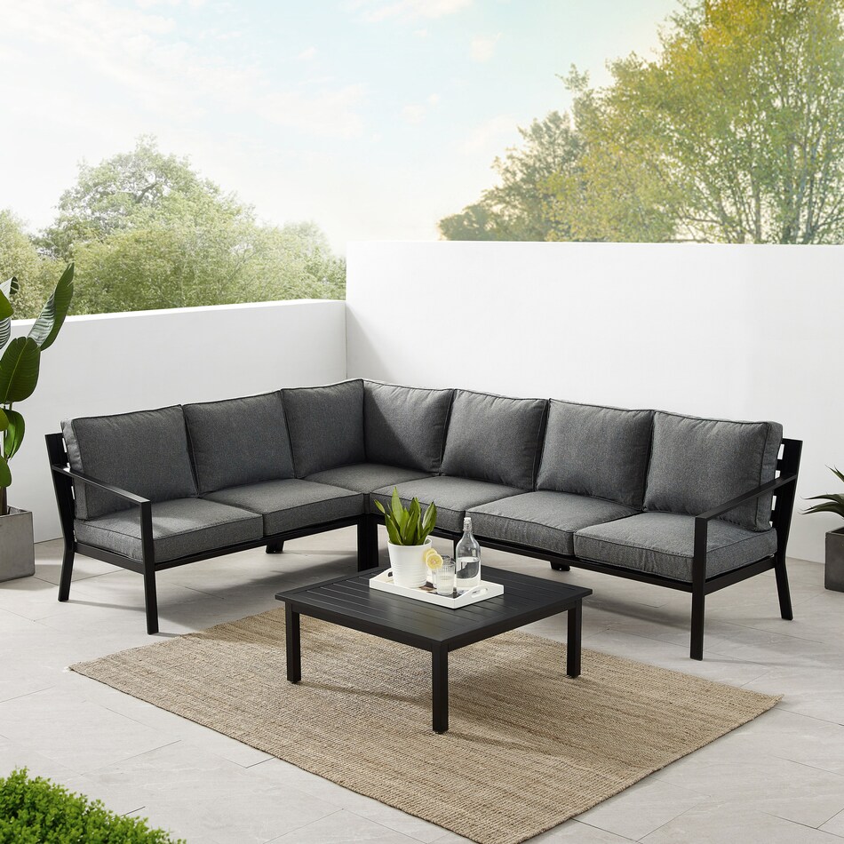 sun terrace gray outdoor sectional set   