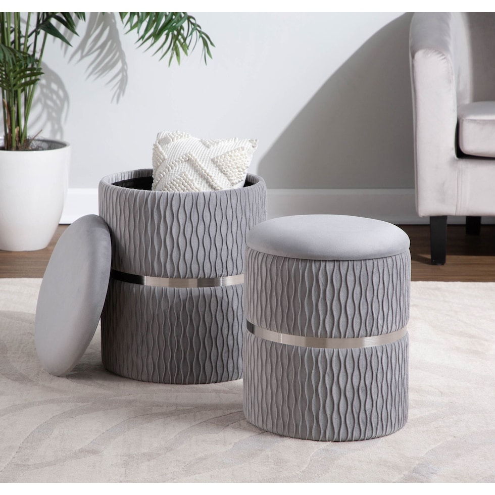 swift silver ottoman   