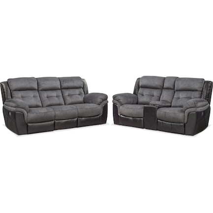 Undefined Value City Furniture, Leather Reclining Couch And Loveseat Set