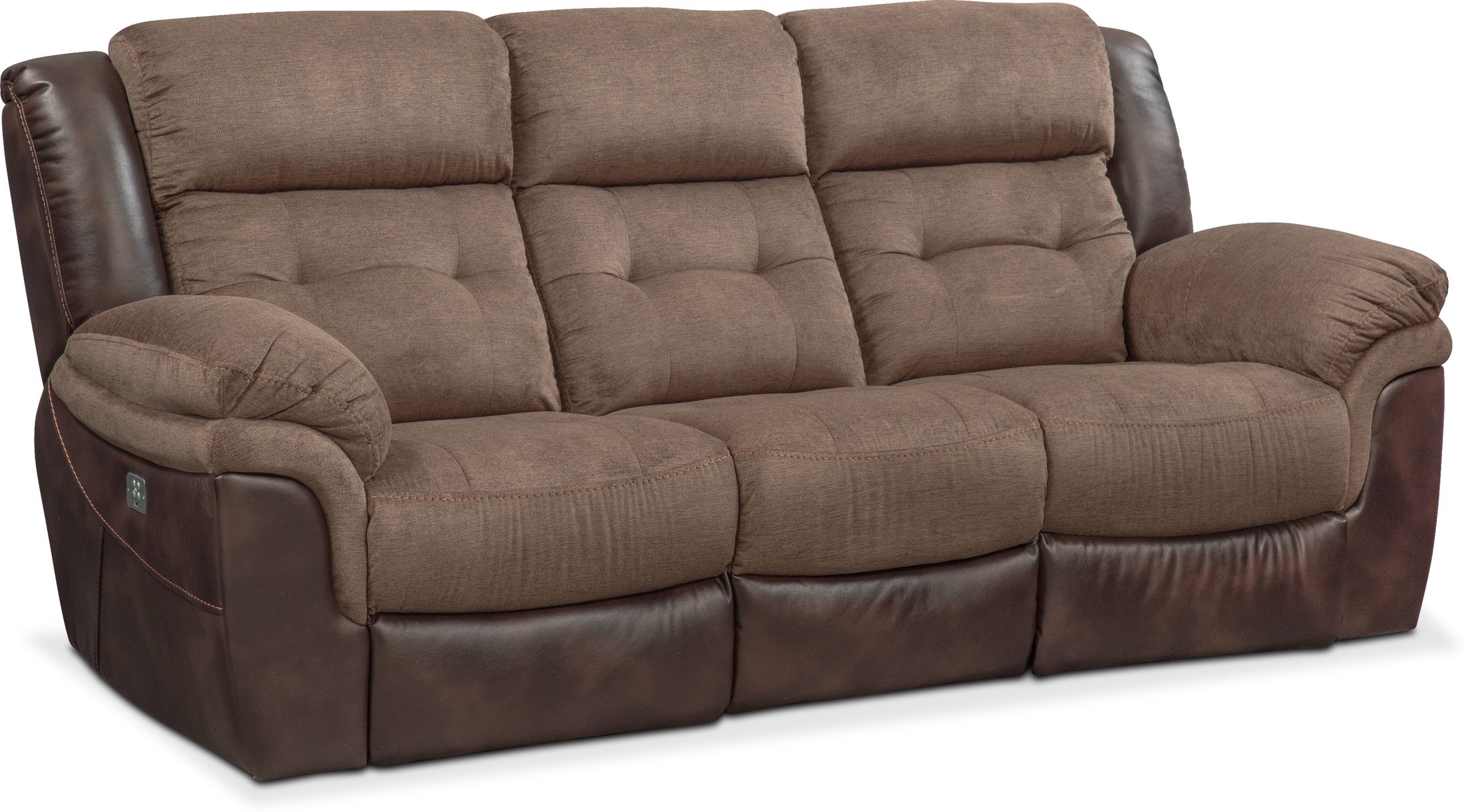 value city leather power recliner sofa