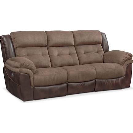 Tacoma Dual-Power Reclining Sofa - Brown