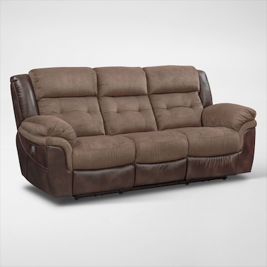 Tacoma Dual-Power Reclining Sofa - Brown