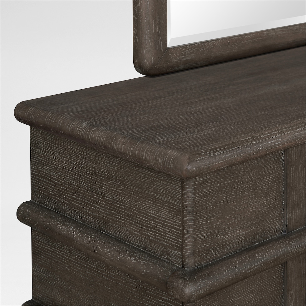 tahoe bedroom dark brown dresser and mirror   