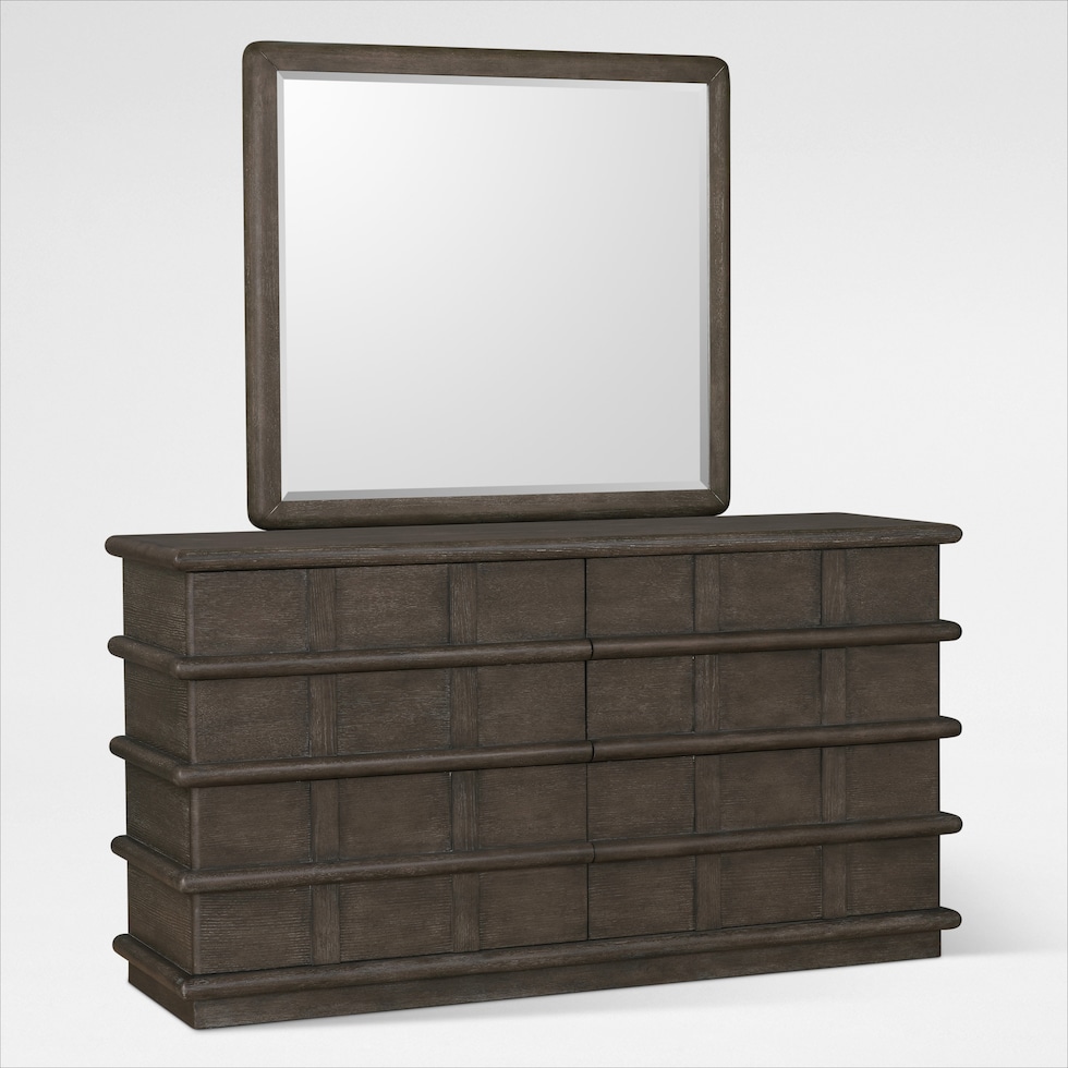 tahoe bedroom dark brown dresser and mirror   