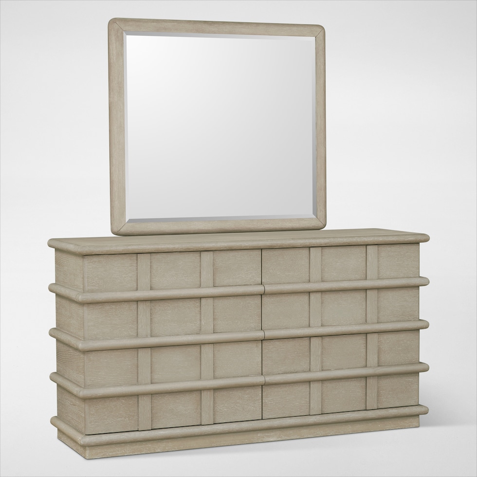 tahoe bedroom light brown dresser and mirror   