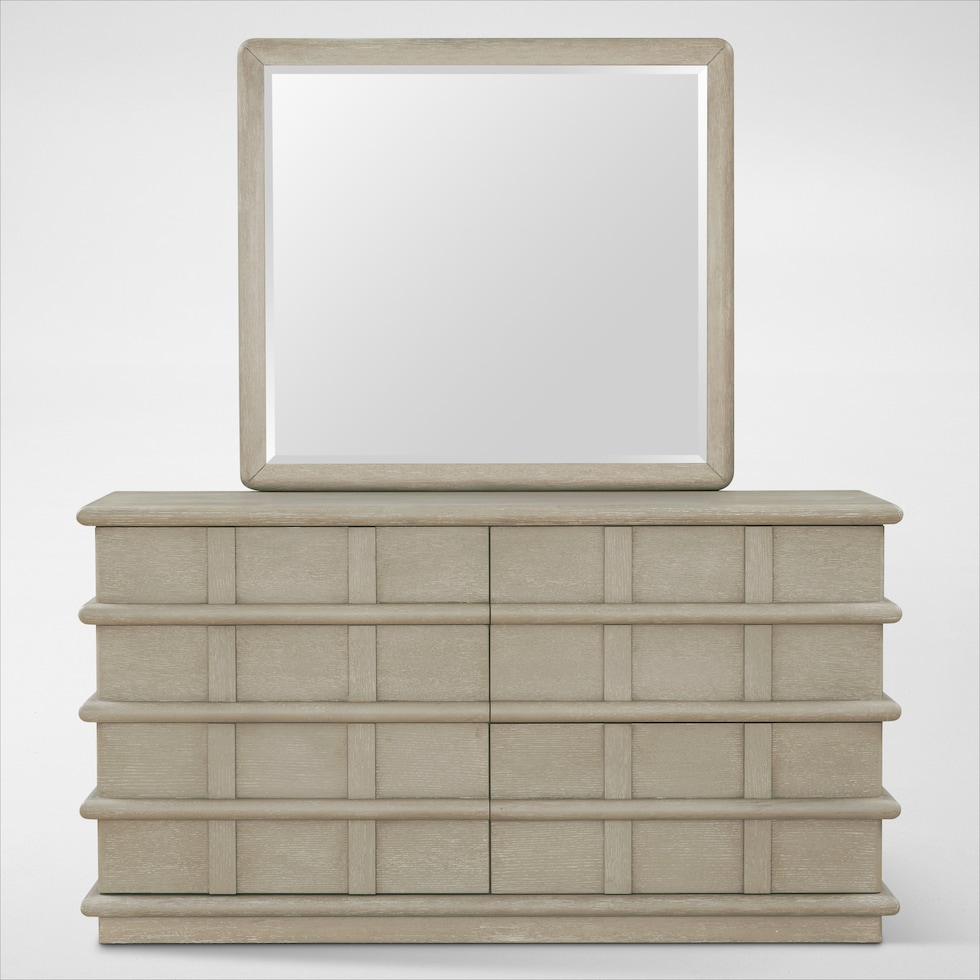 tahoe bedroom light brown dresser and mirror   