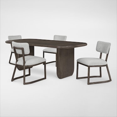 Tahoe Rectangular Dining Table with 4 Upholstered Side Chairs