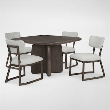 Tahoe Square Dining Table with 4 Upholstered Side Chairs