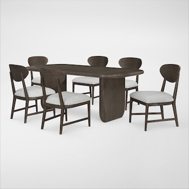 Tahoe Rectangular Dining Table with 6 Wood Back Side Chairs