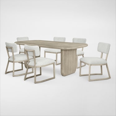 Tahoe Rectangular Dining Table with 6 Upholstered Side Chairs