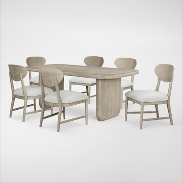 Tahoe Rectangular Dining Table with 6 Wood Back Side Chairs