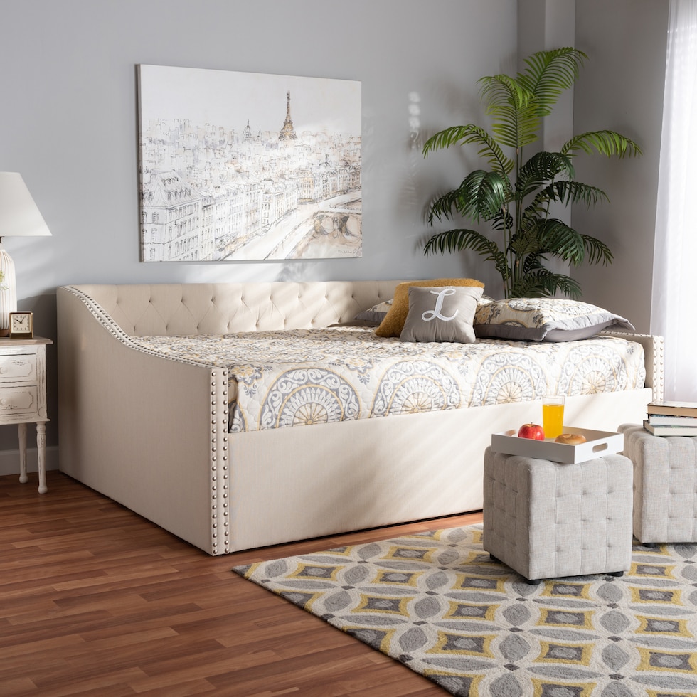taite neutral queen bed   