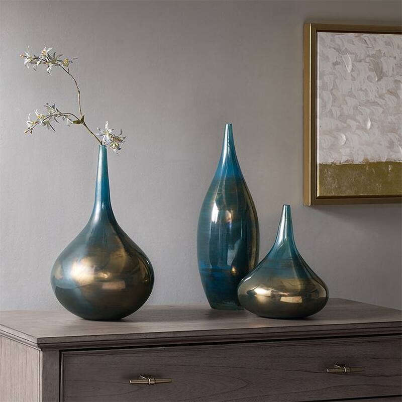 Tay 3Piece Decorative Vase Set Blue Value City Furniture