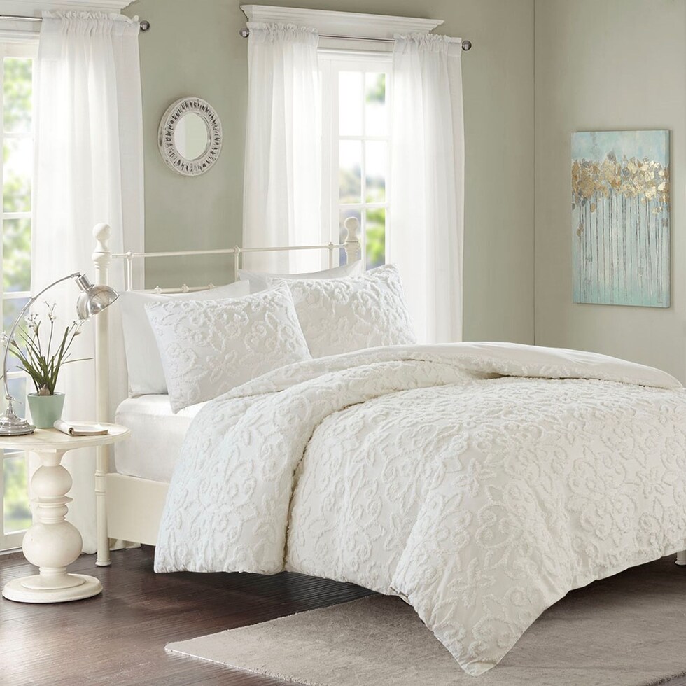 taylor white full queen bedding set   