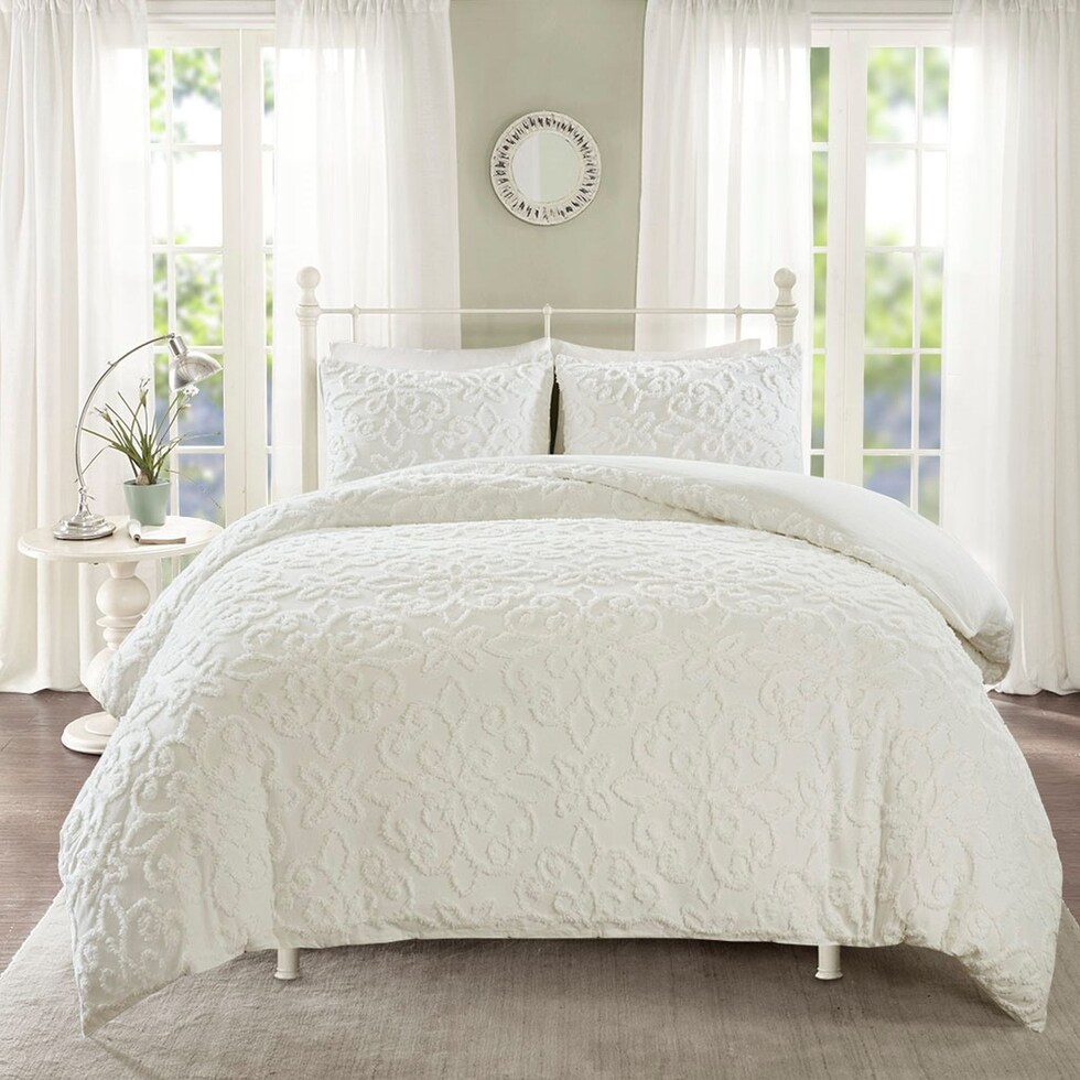 taylor white full queen bedding set   