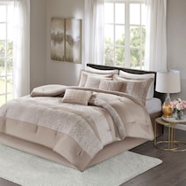 teagan light brown queen bedding set   