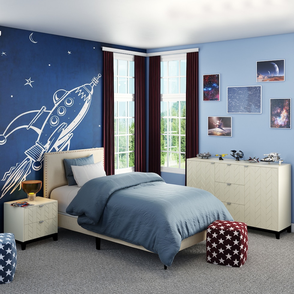 teagan white full upholstered bed   
