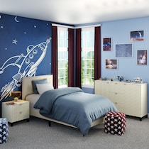teagan white twin upholstered bed   