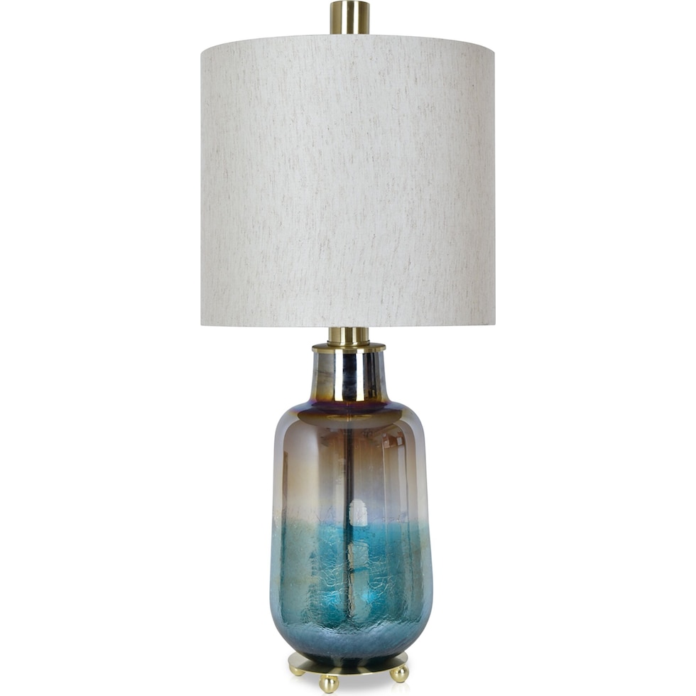 teal iridescent blue table lamp   