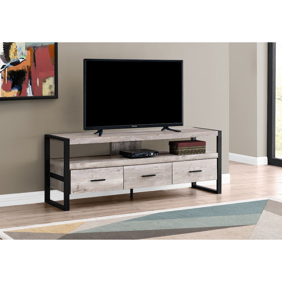 teasley light brown tv stand   