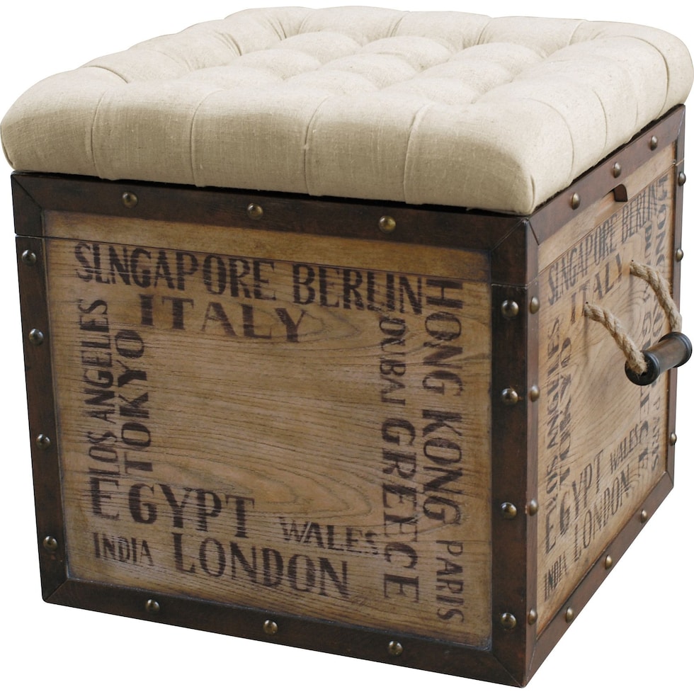 teca light brown storage ottoman   