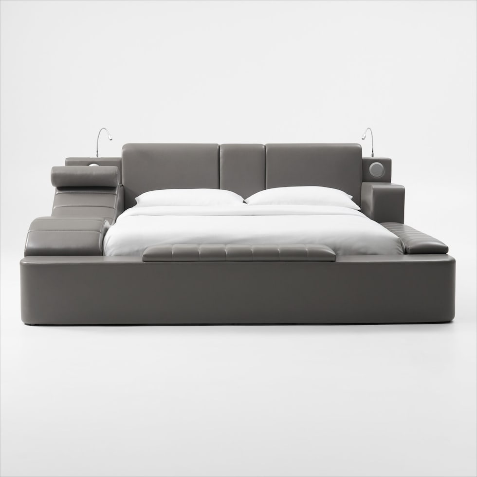 tech bed gray queen bed   