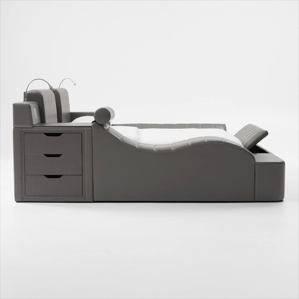 tech bed gray queen bed   