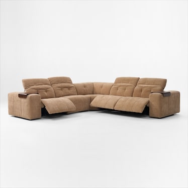 Terrace Dual-Power 5-Piece Reclining Sectional with Tray Tables