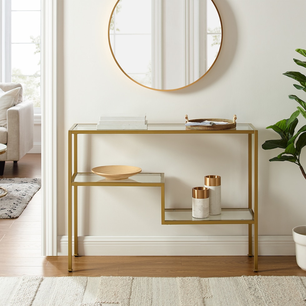 tesly gold console table   