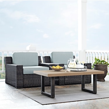 Tethys Set of 2 Outdoor Chairs and Coffee Table Set