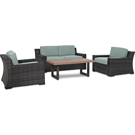 Tethys Outdoor Loveseat, 2 Chairs, and Coffee Table Set