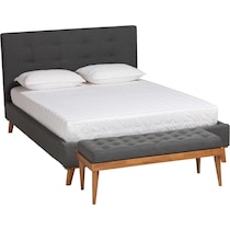 teyah gray full bed and bench set   