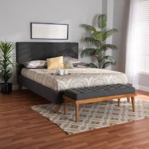 teyah gray full bed and bench set   