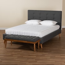 teyah gray full bed and bench set   