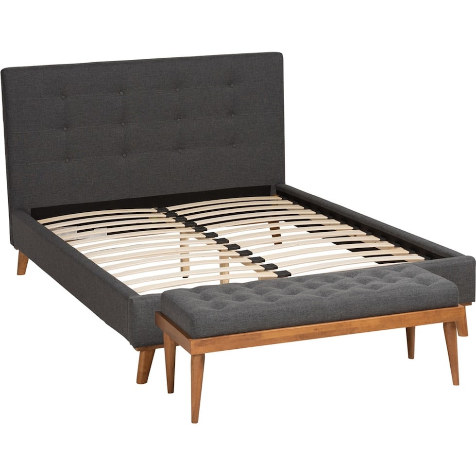 teyah gray full bed and bench set   